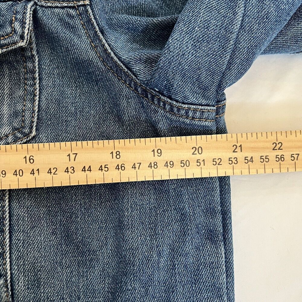 Denim Jacket Faux Fur Collar Working Title Women’s Size Large - Picture 7 of 8